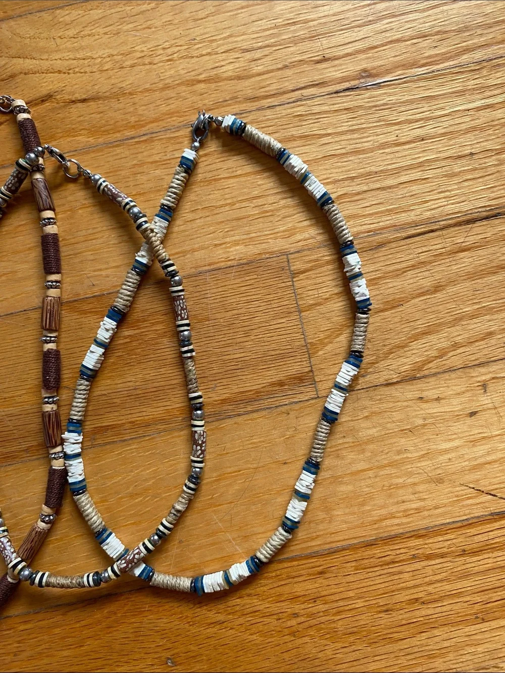 Bohemian Boho Shell/Wooden, Multicolor & Brown Surfer Bead Necklaces - set of 5